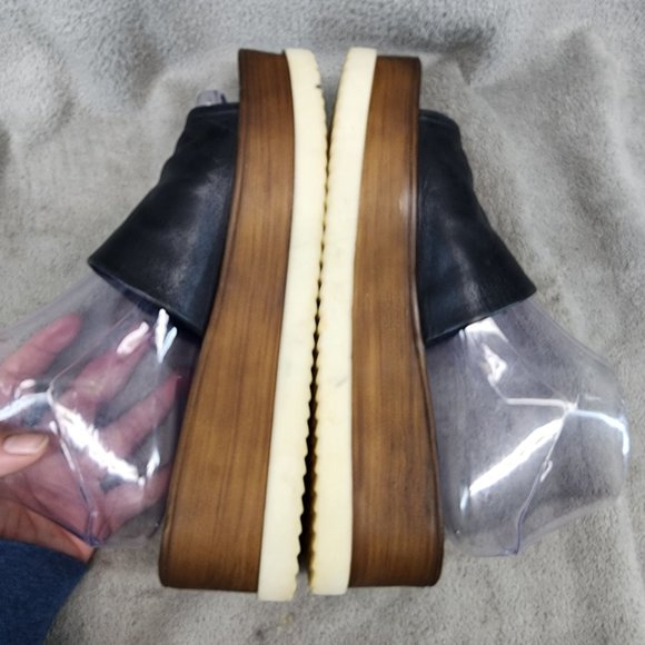 Matisse Shoes Womens Size 8 Black Leather Slip On Platform Sandals *GUC* - Picture 7 of 12